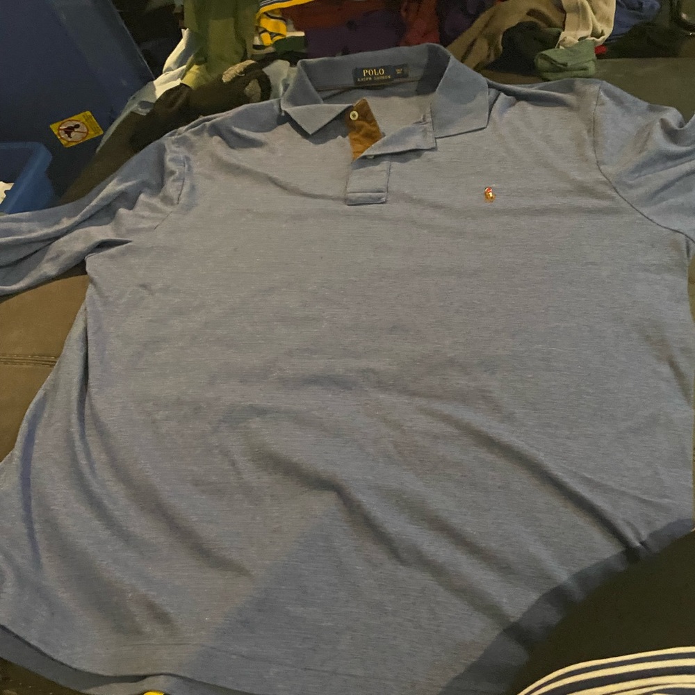 COPY - 2xlt blue with brown polo Ralph Lauren long sleeve multi color polo hors…
